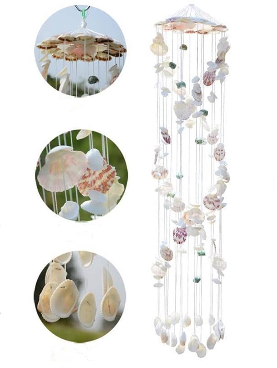 Handgemaakte Schelpen Windgong - Kleurvol - 90 cm Hoogte