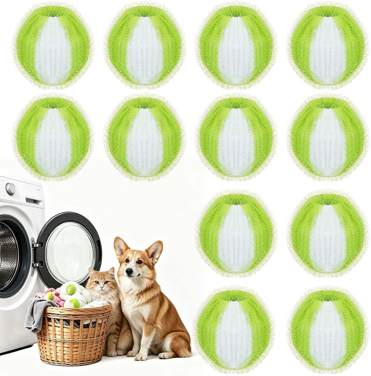 Herbruikbare Pluisballen - 12 Stuks Nylon Dierenhaarverwijderaar