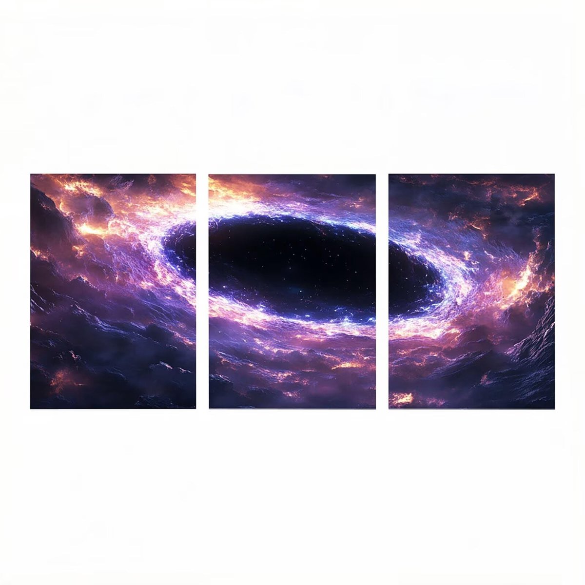 Set van 3 Lichtgevende Schilderen op Nummer - Zwart Gat 30x45cm