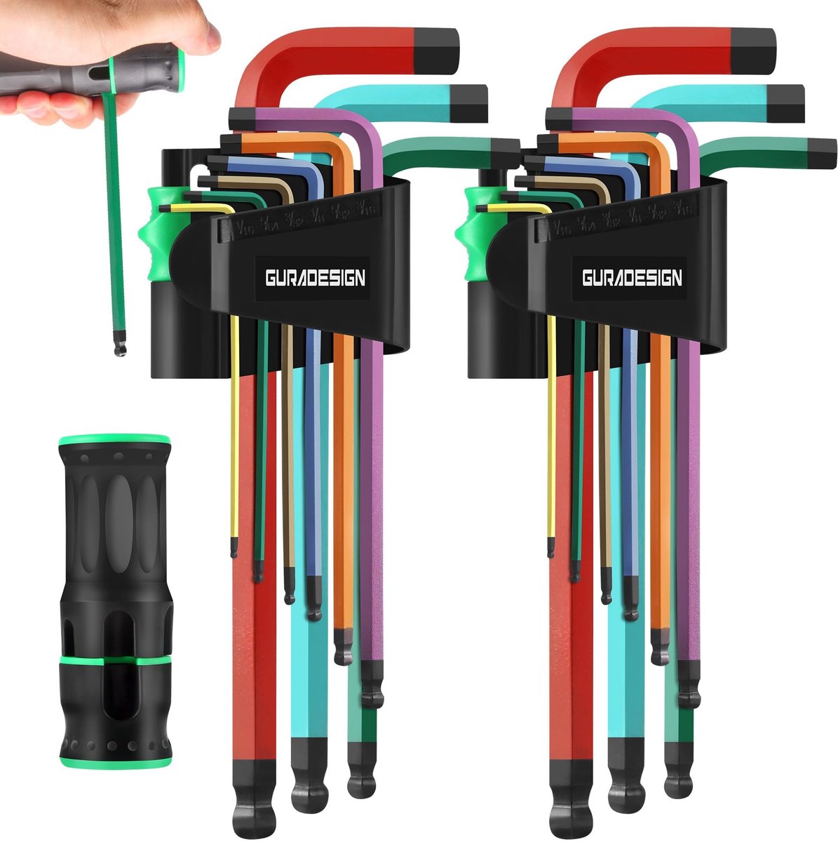 19-delige Inbussleutelset - Extra lange T-handles