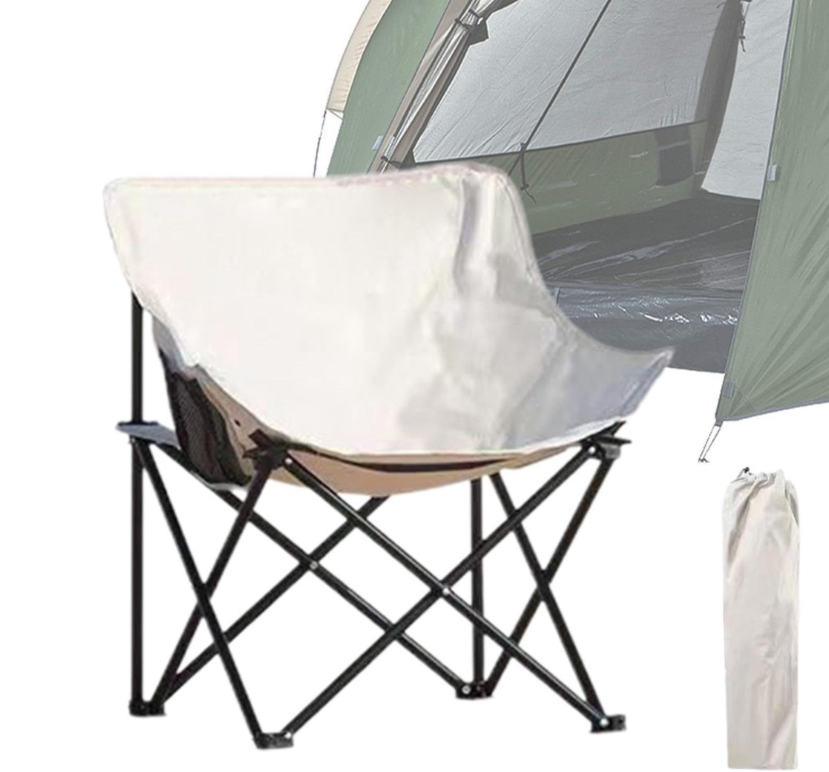 Draagbare gewatteerde maanstoel - Beige