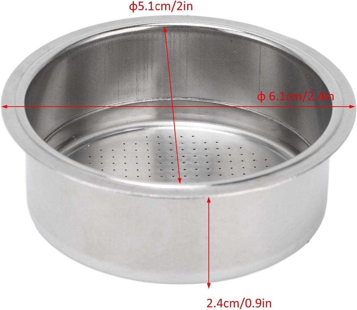 Filtermandje 51 mm voor 2 kopjes - RVS Koffiefilter voor Espresso Machine - Vervangend Accessoire voor Thuisbarista