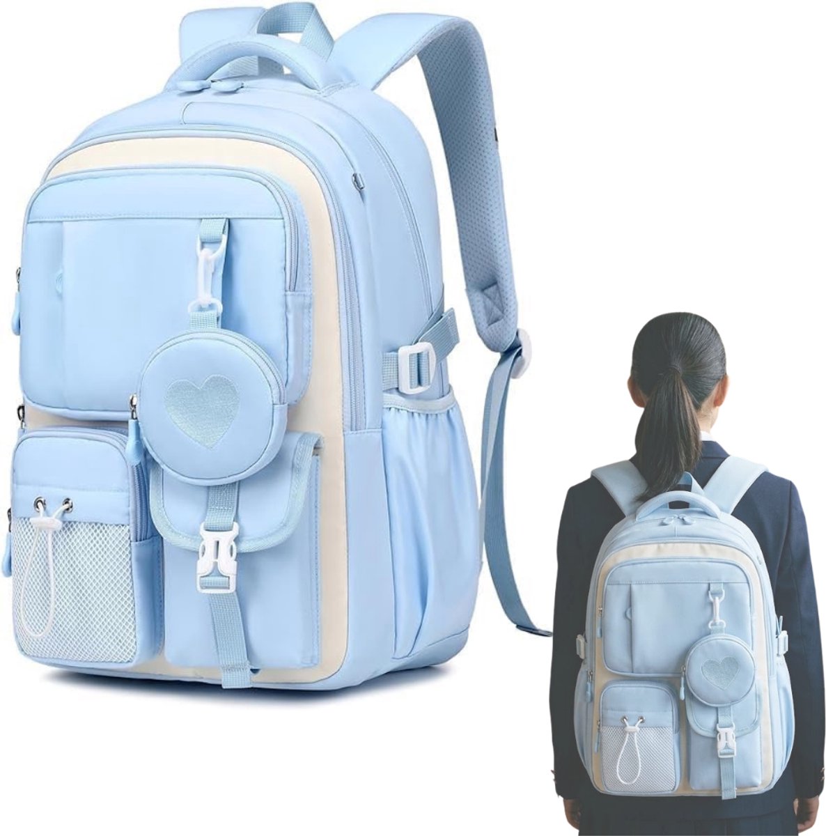 DailySupplies® Boekentas Meisjes Lagere School - Schooltas Eersteleerjaar Groot - Blauw