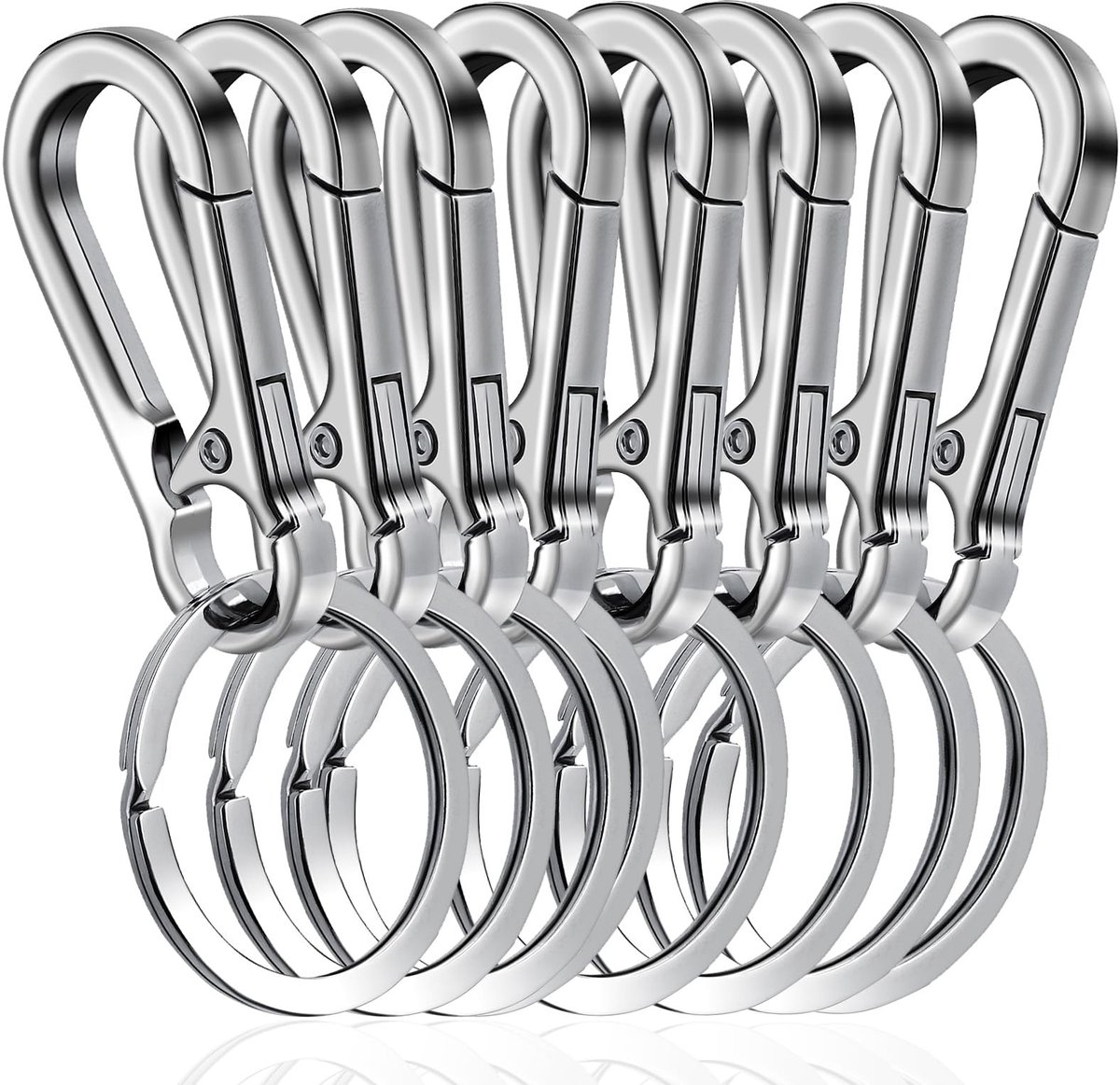 8 Stuks Heavy Duty Sleutelhangers - Metalen Carabiner Clip - Zink