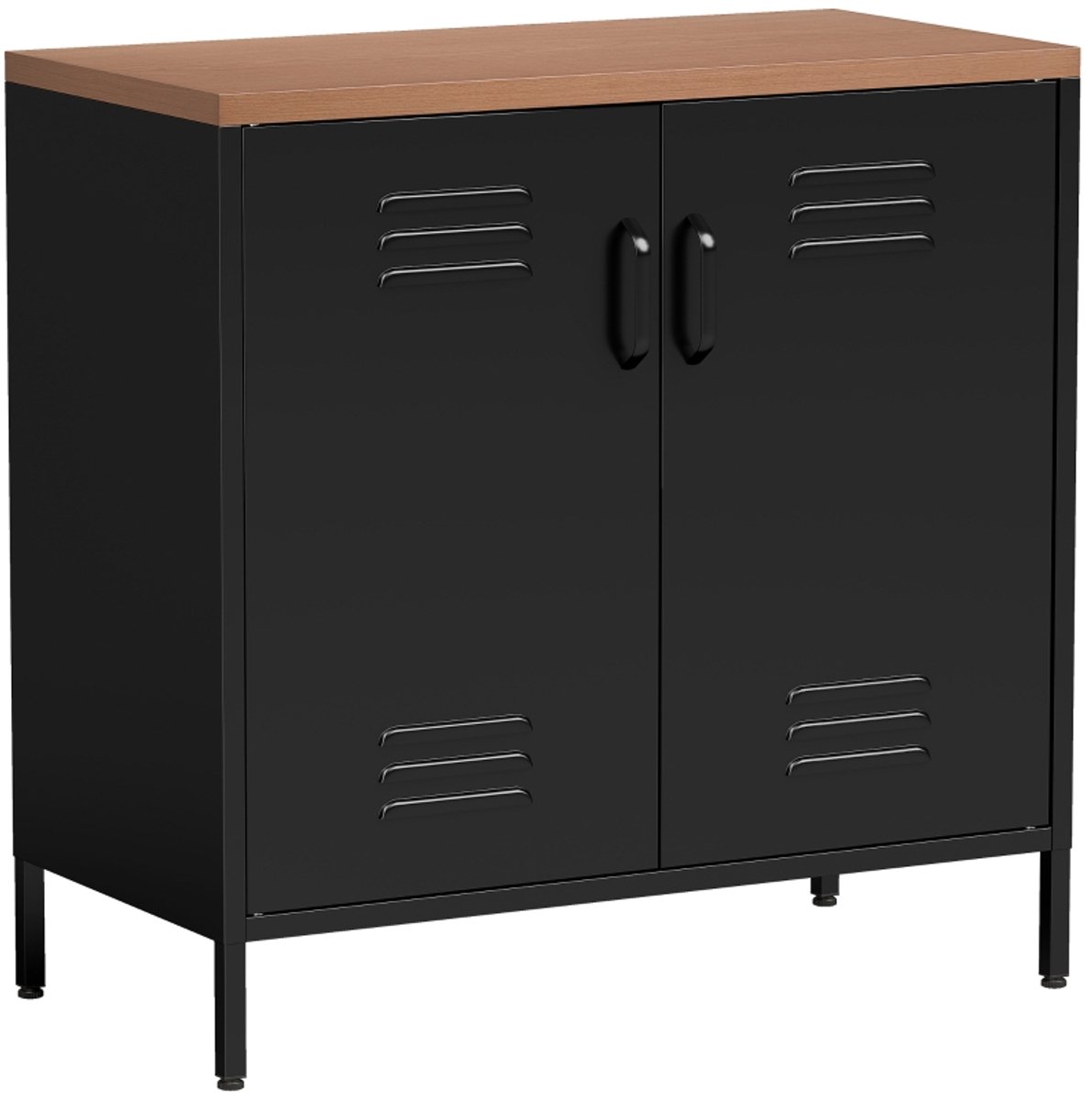 Clruro Dressoir - 80 x 40 x 80 cm - 2 Deuren en Verstelbare Plank - Metaal - Zwart