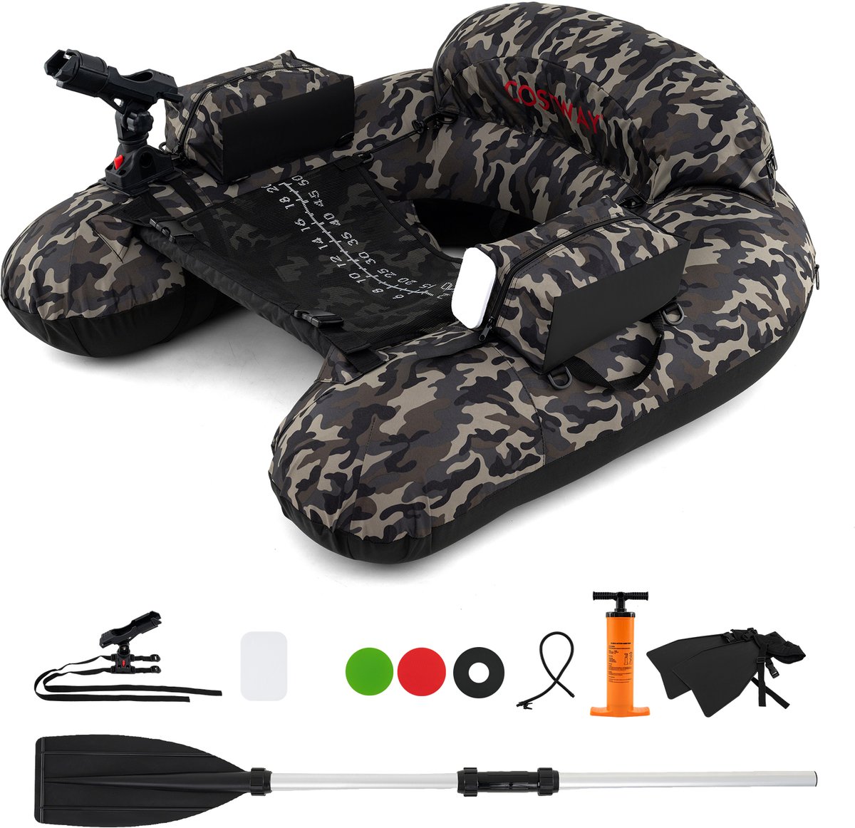 SureDeal® - Watersport - Opblaasbare Rubberboot Visboot - Verstelbare Hengelsteun Vishaakstator - 111x104x46 cm - Naturel