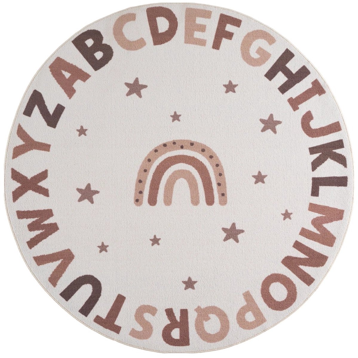 Dutch XXL Rond Kindervloerkleed | Tapijt | Coco | Alfabet | Crème | 160x160 cm