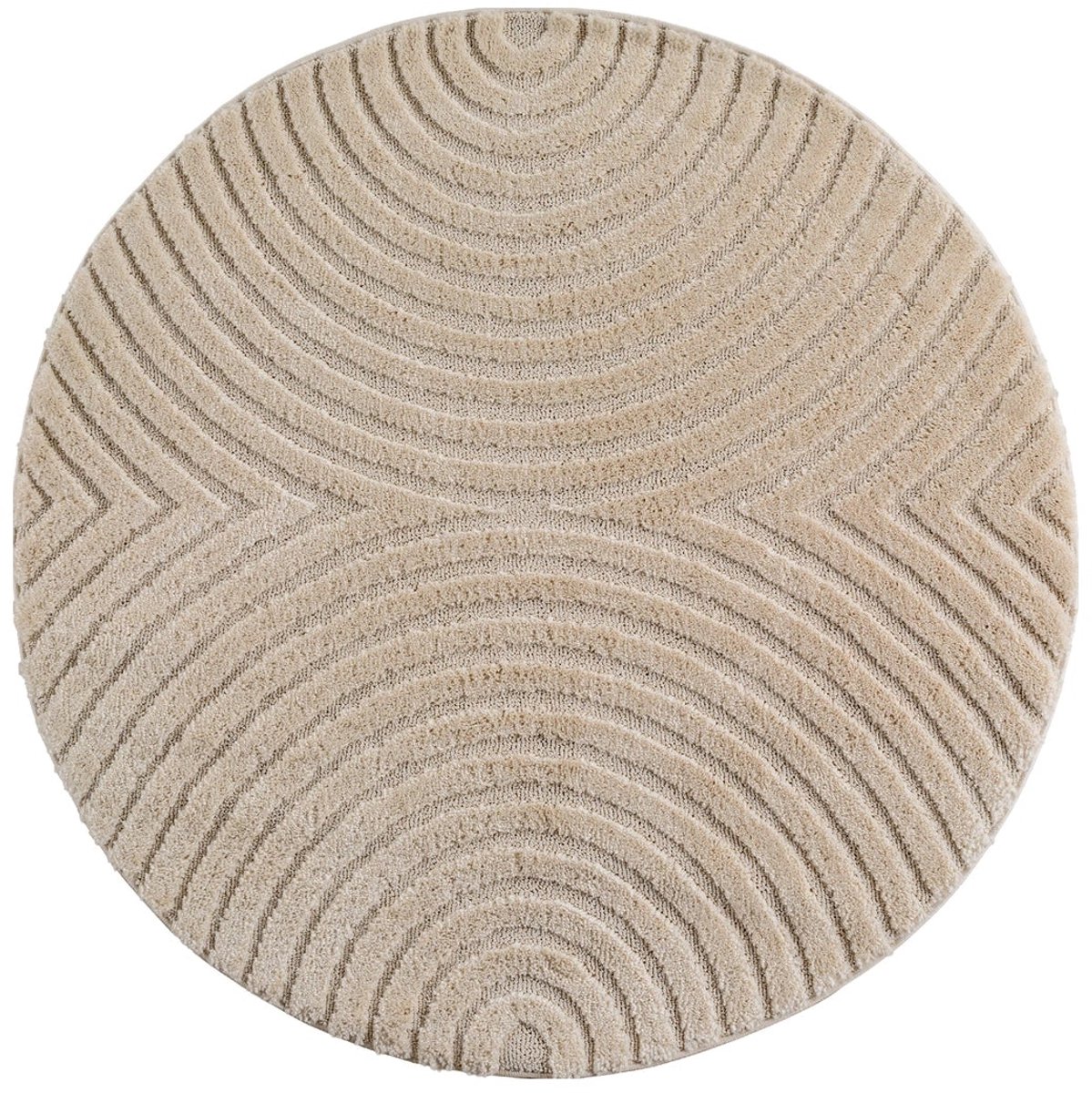 Dutch XXL Rond Japandi Vloerkleed | Tapijt | Art | Bogen | Beige | 160x160 cm