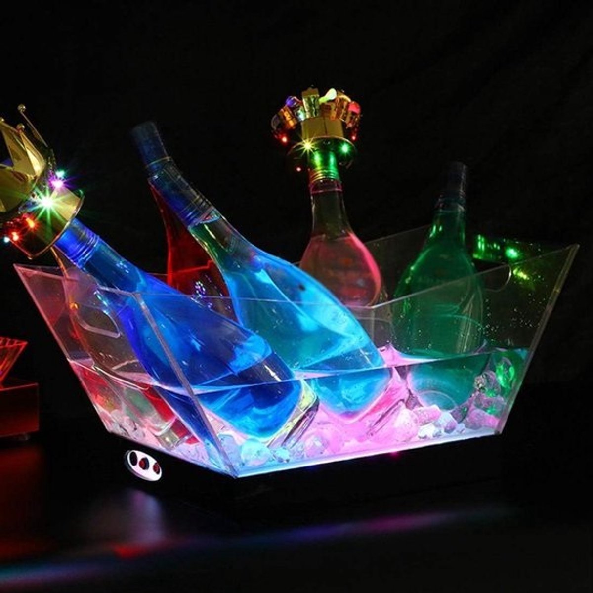 LED IJsemmer - Drankkoeler Flessenkoeler - Feestelijke Drankkoeling - Kleurveranderende LED - 49 x 21 x 23 cm - Transparant