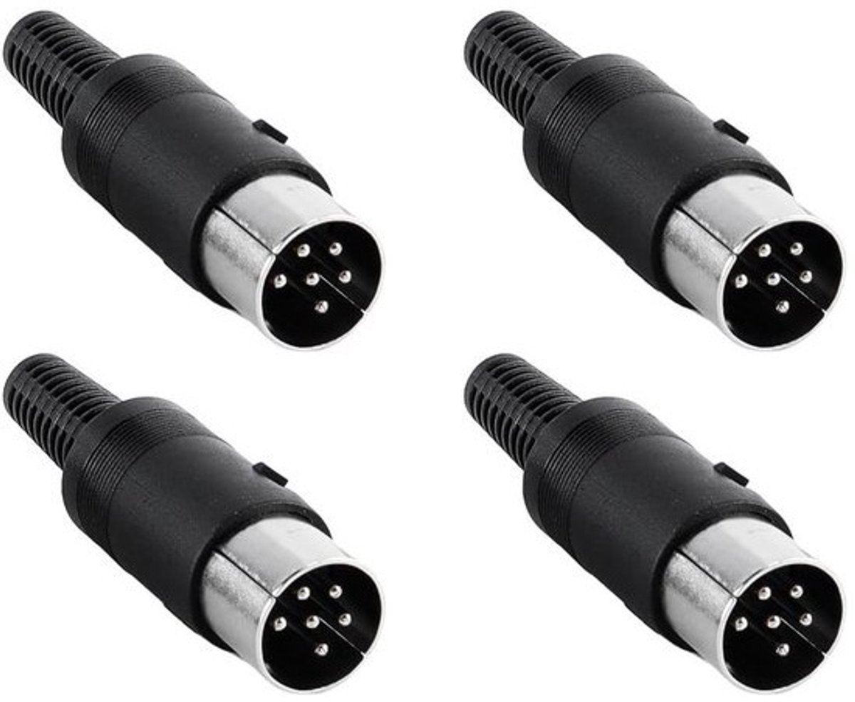 DIN 6-pins Stekkers - Audio Connectoren MIDI Kabels - Audio Aansluiten - Soldeer Aansluitingen - 4 stuks - Zwart