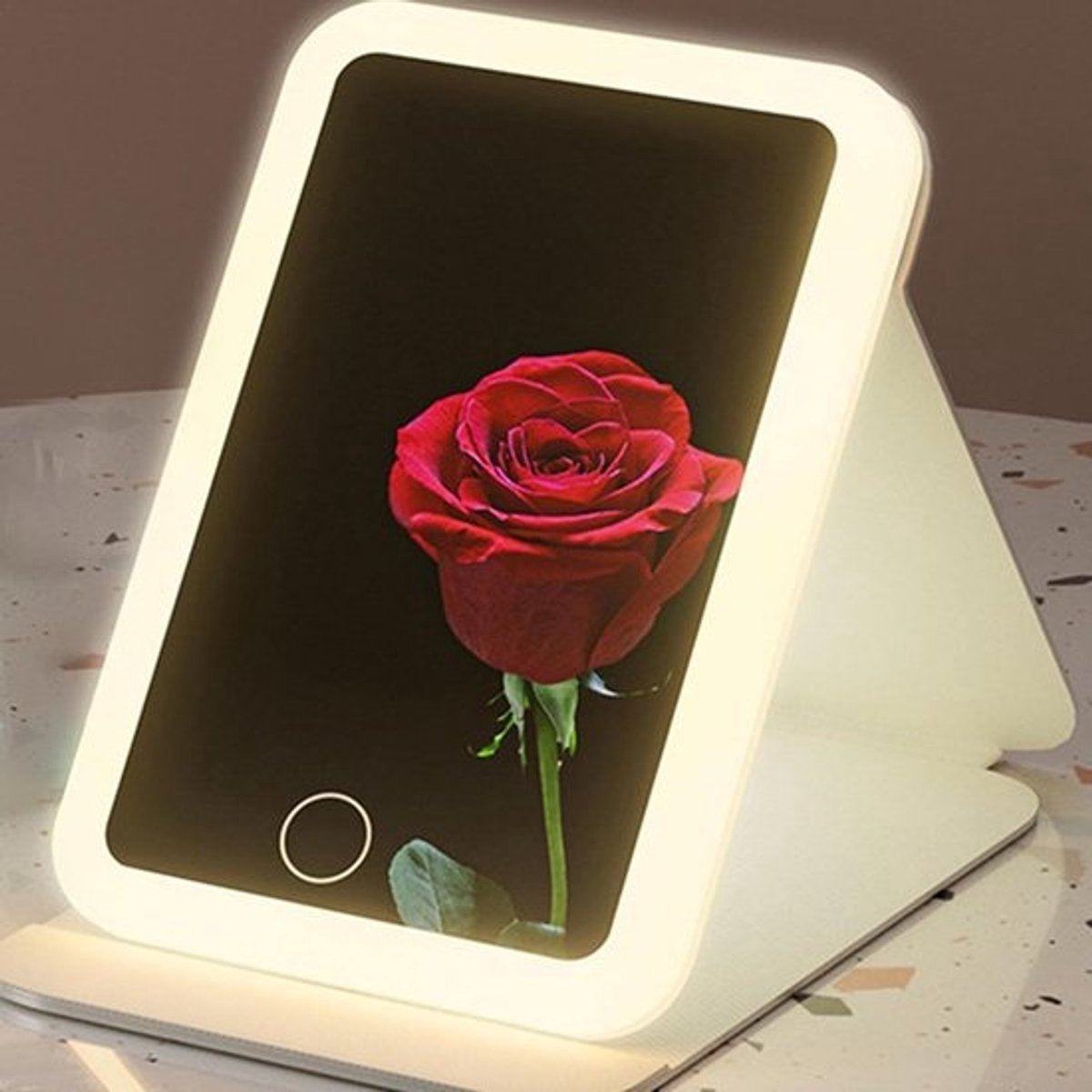 Reisspiegel met Licht - Verlichte Make-up Spiegel - Onderweg opmaken - 3 Kleuren Lichtmodi - 13.8x20.2x1.2cm - Wit