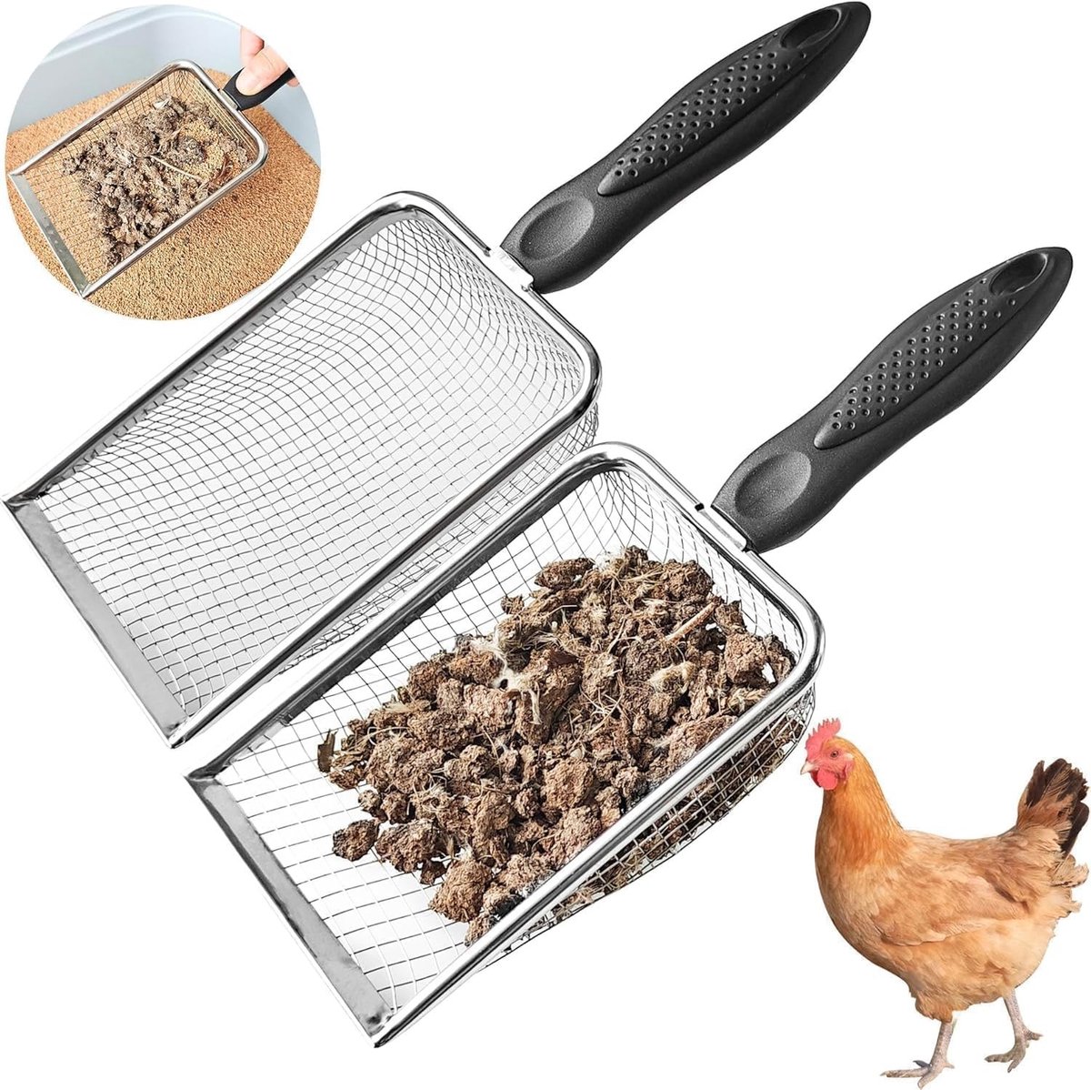 Kip scheppen met 0,3 cm en 5 mm net - Perfect voor het voeden van vogels en dieren