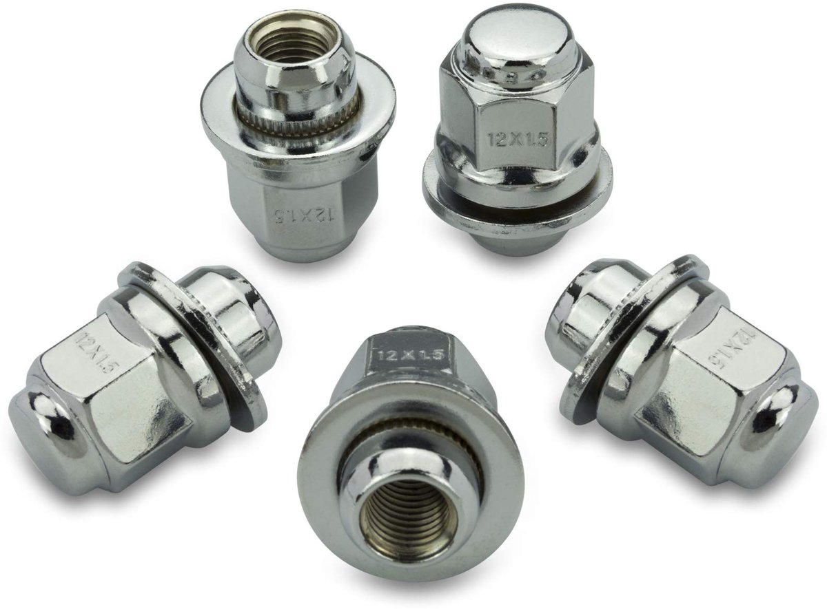 Set van 20 Chrome Wielmoeren - M12x1,5x37,5