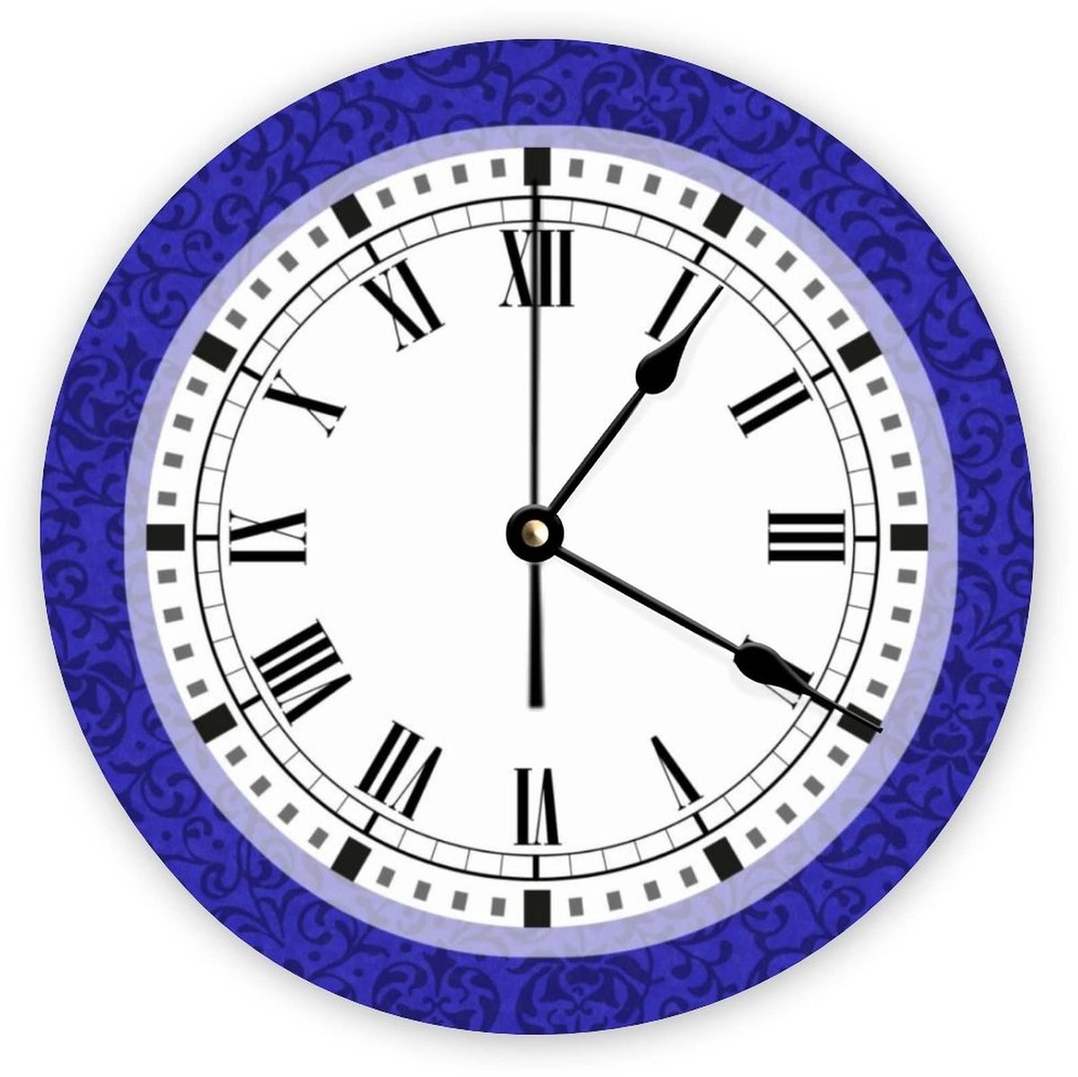Decoratieve Stille Wandklok - Cobalt Blauw