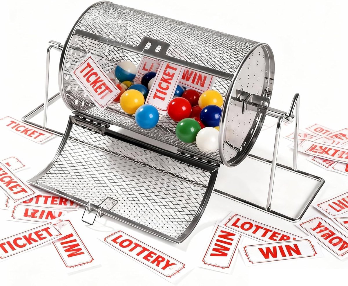 Duurzame Loterij Trommel met Stand, 18 x 12 cm, Ideaal voor Loterijen en Verlotingen, Raffle Spinner voor Evenementen en Feesten