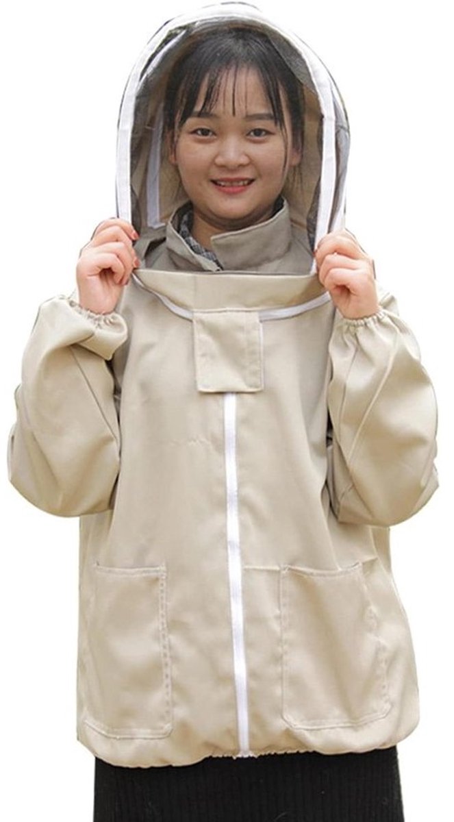 Bijenteelt Jas - Bijenpak Bescherming - Bijen Houden - Geventileerd Ademend Materiaal - XL - Beige