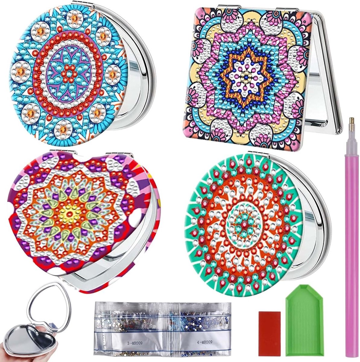 DIY 5D Diamant Schilderen Pocket Spiegels Set - Persoonlijke Reis Spiegels, Opvouwbare Compacte Spiegels, Kunst en Ambacht Kit voor Creatieve Projecten