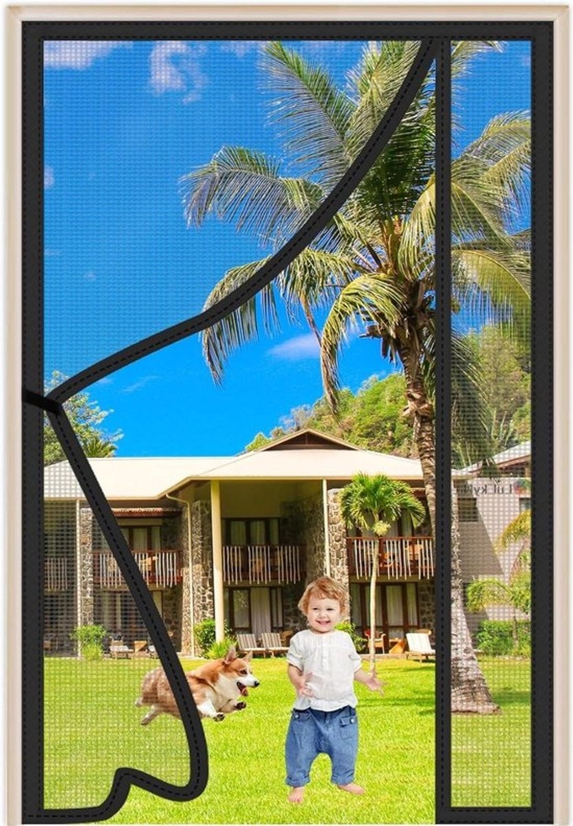 Magnetische Deur Hor - Vliegengordijn Deur Hor - Insecten Buiten Houden - Zijopening Met Brede Klittenband - 190x250cm - Zwart
