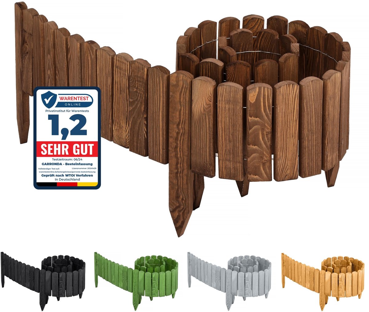 Tuinrand van Hout - Flexibele Rol van 200cm - Donkerbruin