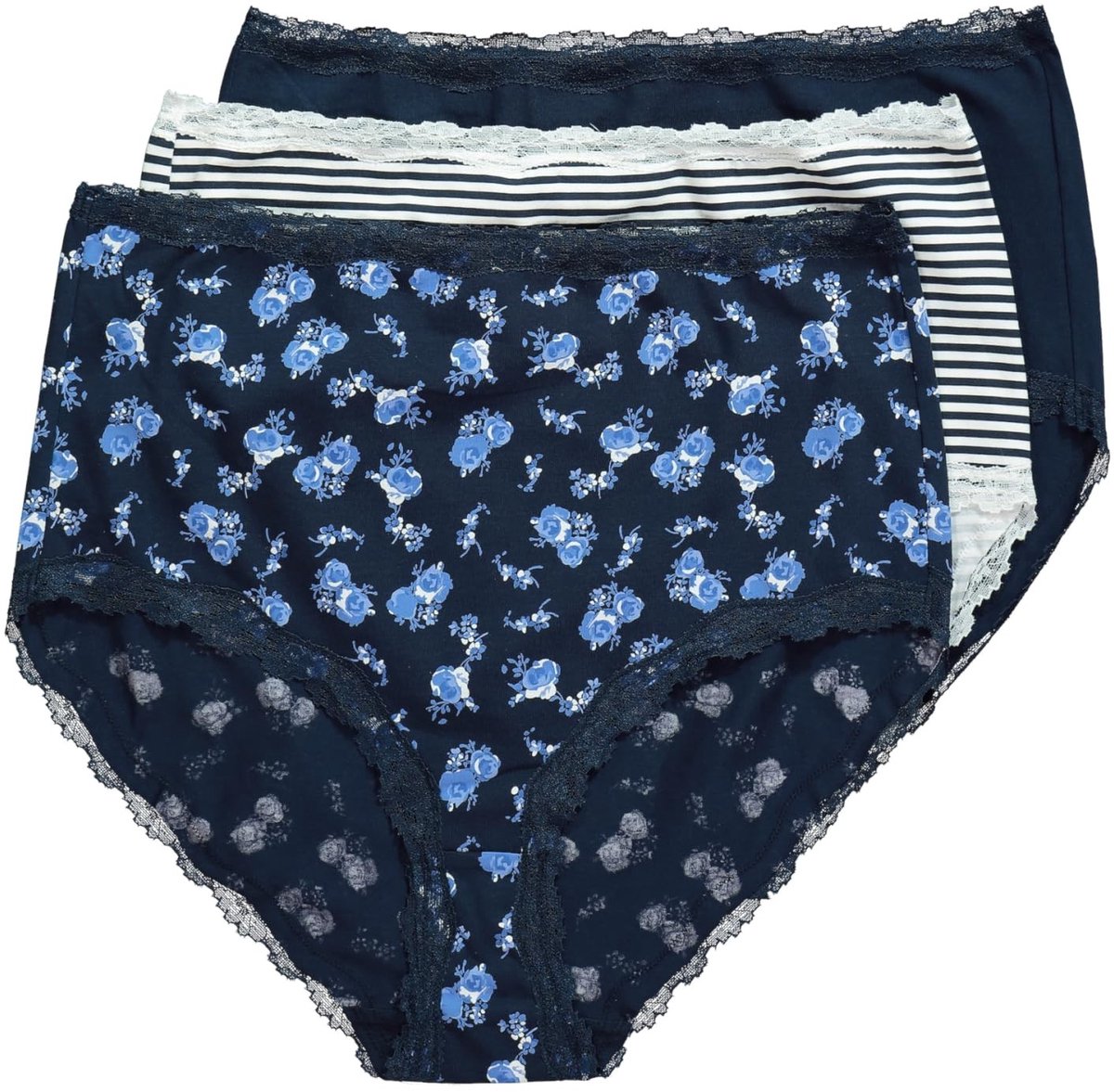 Maxislips voor dames - 3 stuks - Nachtblauw met kant