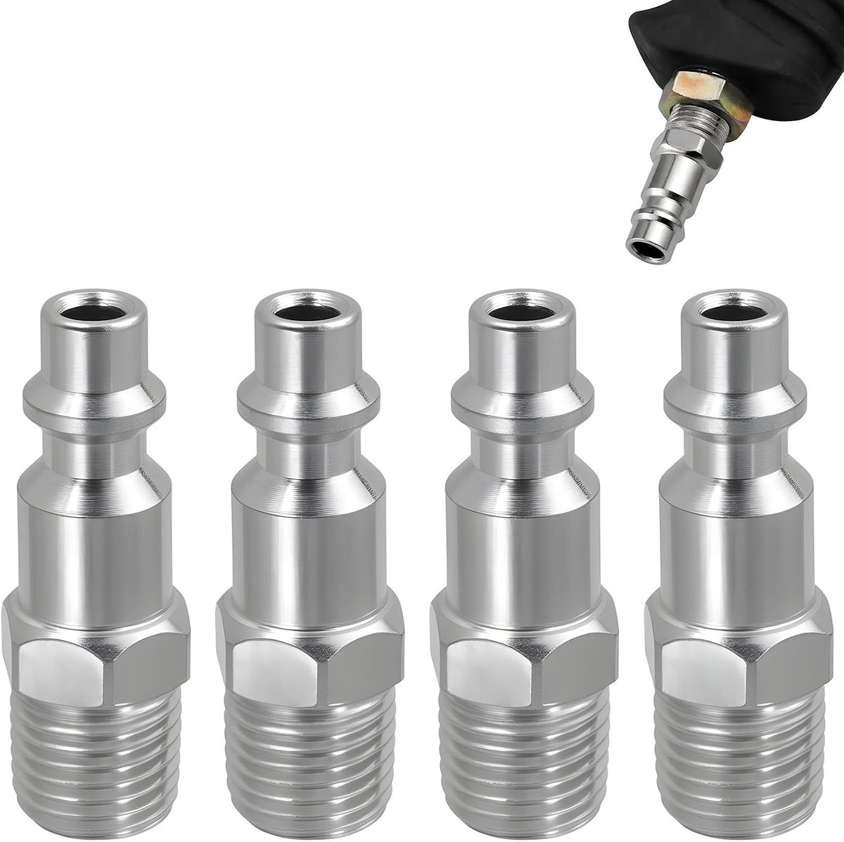 4-delige snelle ontkoppeling voor perslucht 1/4 NPT mannelijke aansluiting, geschikt voor compressoren, pneumatische slangen en gereedschappen