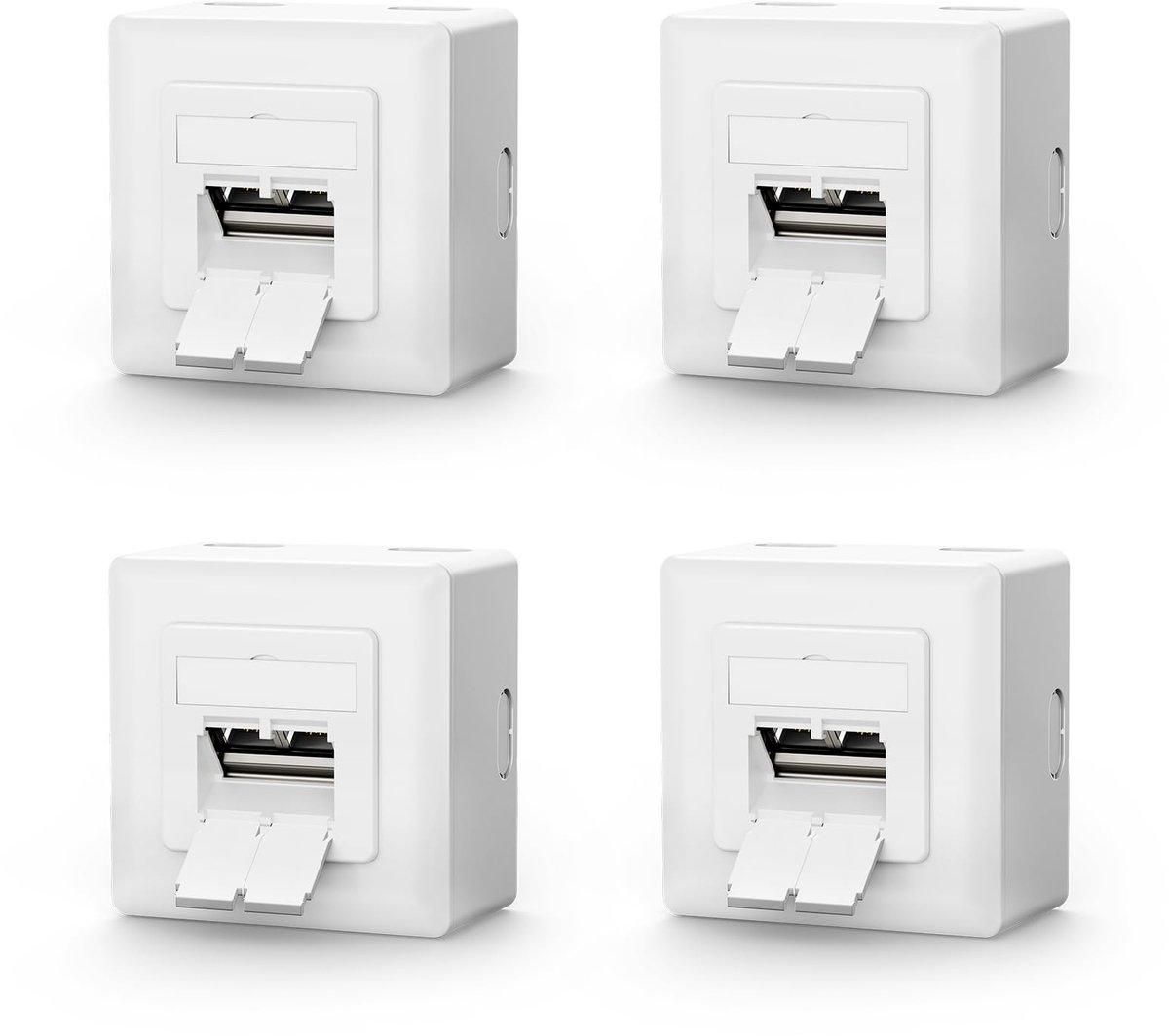 Universele netwerkkast Cat6A - 2 x RJ45 poorten - Wit, pakket van 4