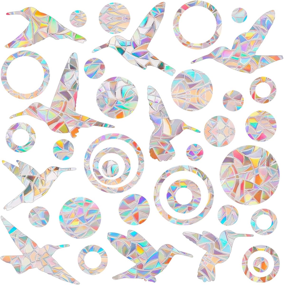 Raamstickers voor Vogels, Regenboogfolie, Zelfklevende Anti-Collisie Stickers, PVC, Vogelbescherming, Decoratieve Raamdecoratie, Veiligheid voor Raam en Dieren