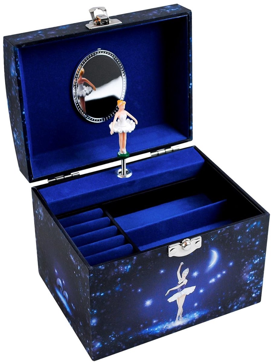 Grote Sieradenbox met Muziek en Dansende Figurine - Blauw