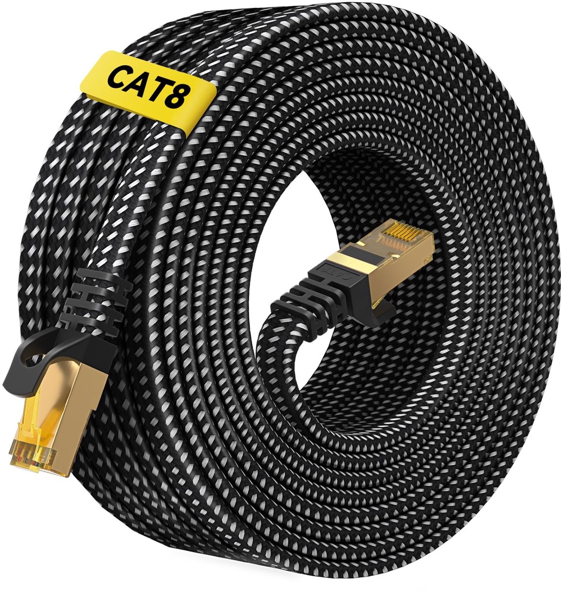 Cat 8 Ethernet kabel - 9.1m - Nylon gevlochten en hoge snelheid