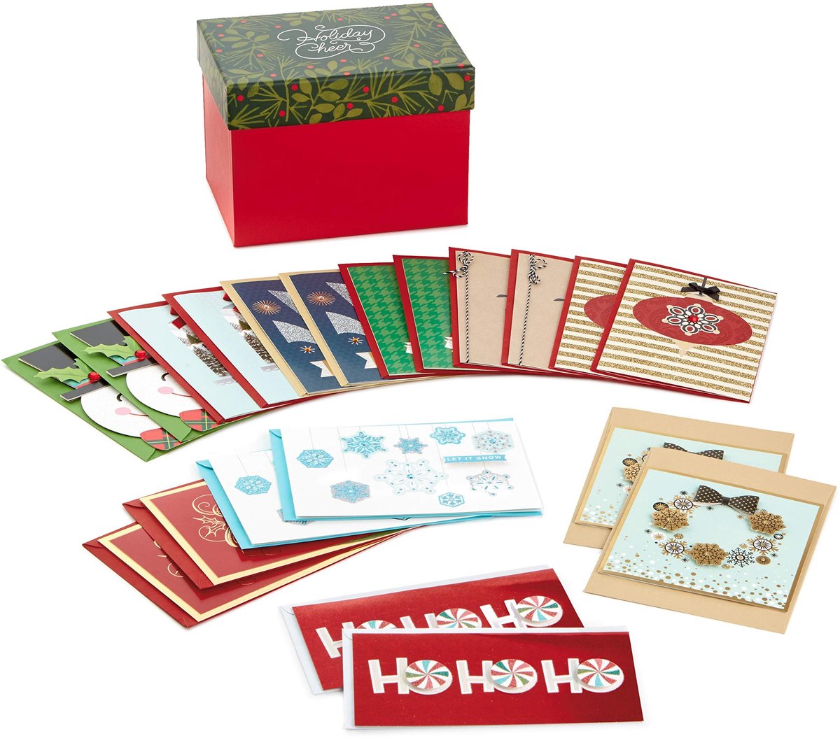 Set van 20 Handgemaakte Kerstkaarten - Assortiment met Enveloppen