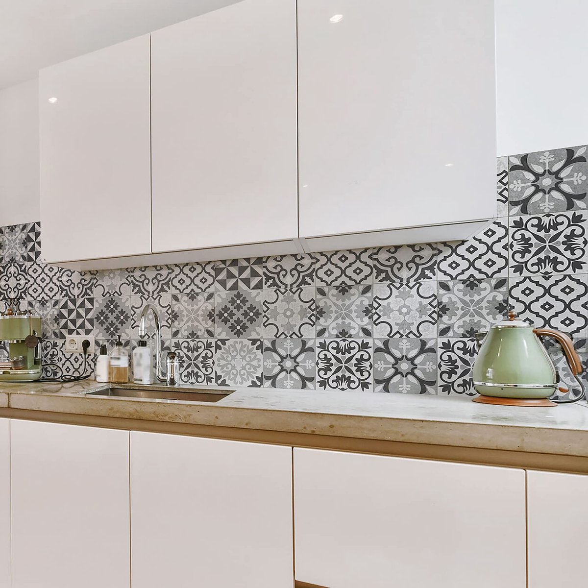 Muurdecoratie Keuken Sticker - Cementine Taupe 180 x 60 cm