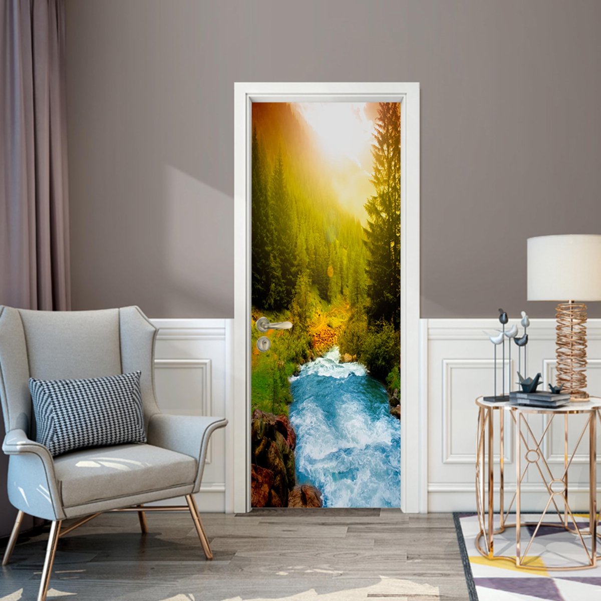 3D Deur Poster - Zelfklevend - Aanpasbare Maat 200x88cm