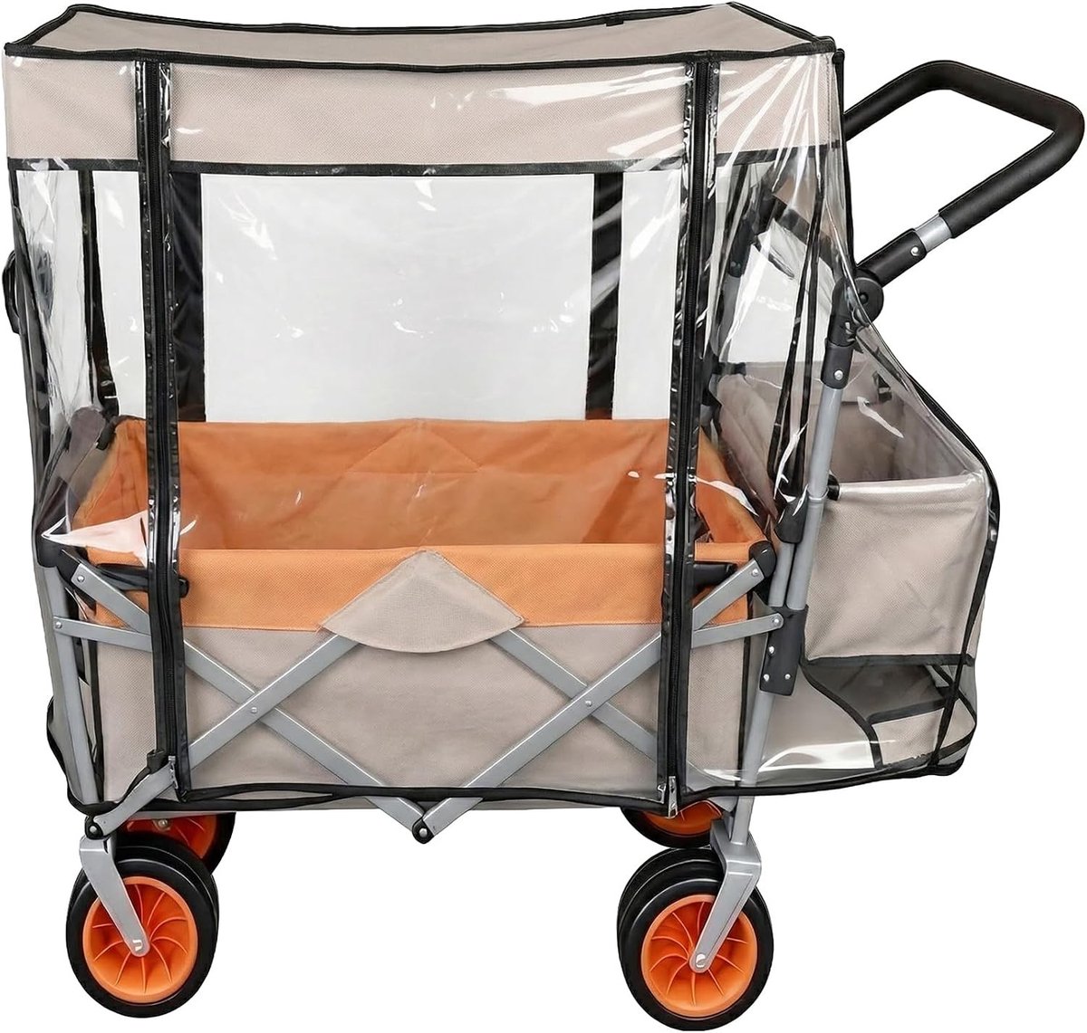 Universele Regenhoes voor Handkar - Transparante PEVA Bescherming voor Kinderwagens en Handkarren - 112 x 52 x 74 cm met Rits