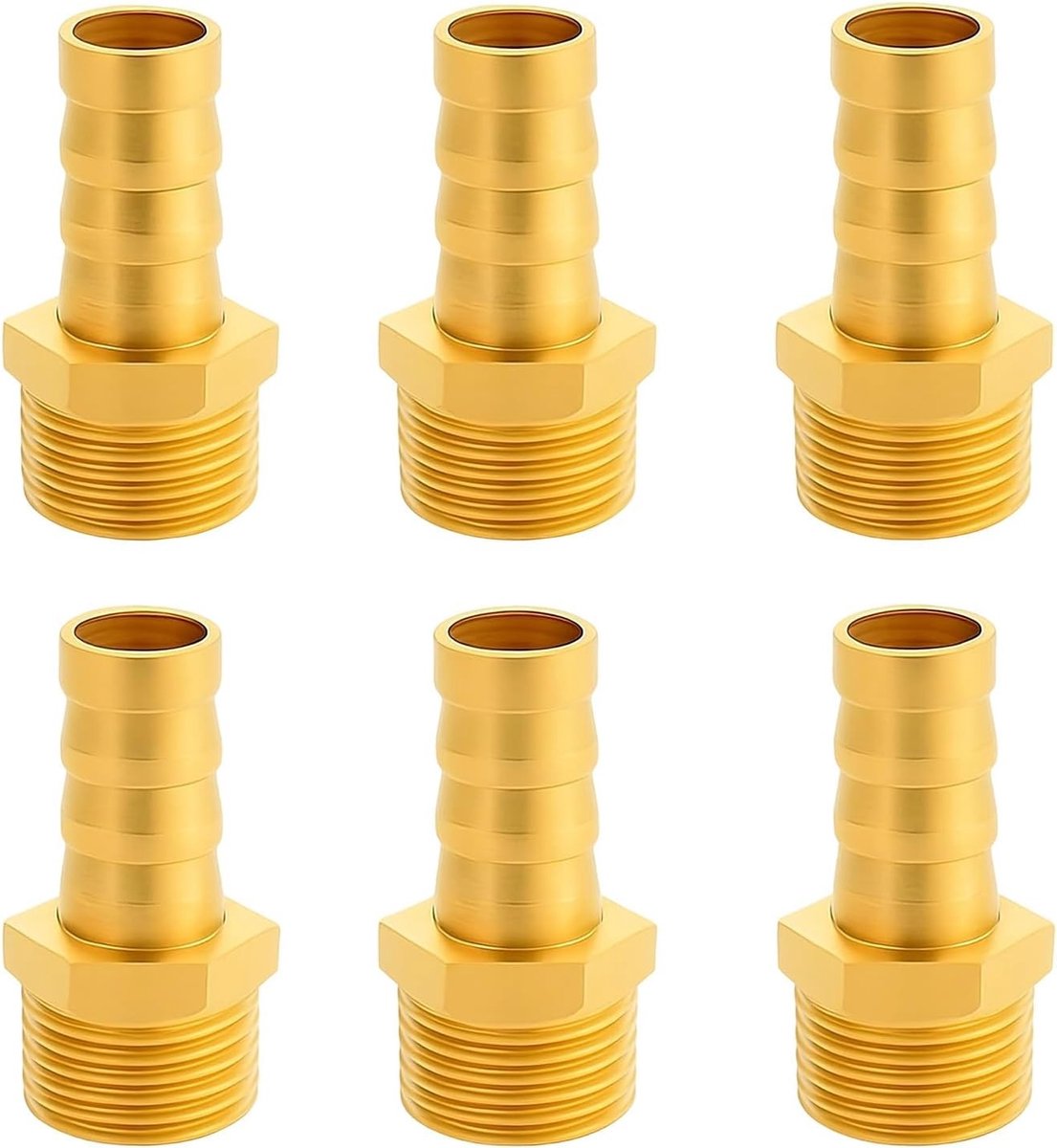 6-delige Messing Slang Tulip G1/2" (20mm), 1/2" Slangconnector, 12mm Barb Tulle, Slangnippel en Draadfitting voor Water- en Tuingebruik