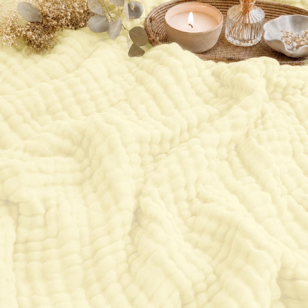 Muslin Dekentje 150x200cm - 100% Katoen, Crème Geel