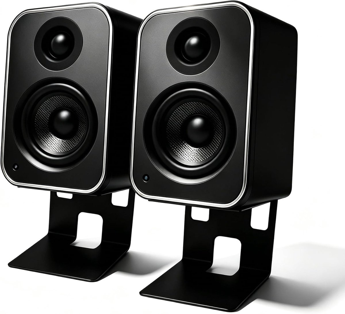 Universele Metalen Speakerstand met Schokabsorberende Pads, Ideaal voor Gaming en PC Tafel, Verstelbaar en Stabiel