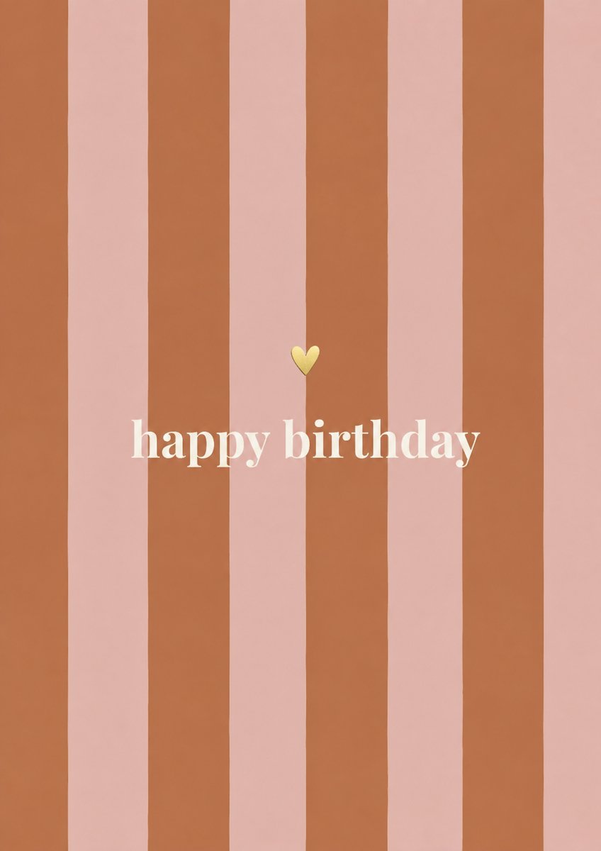 Kaart happy birthday strepen - Oranje Roségoud - A6