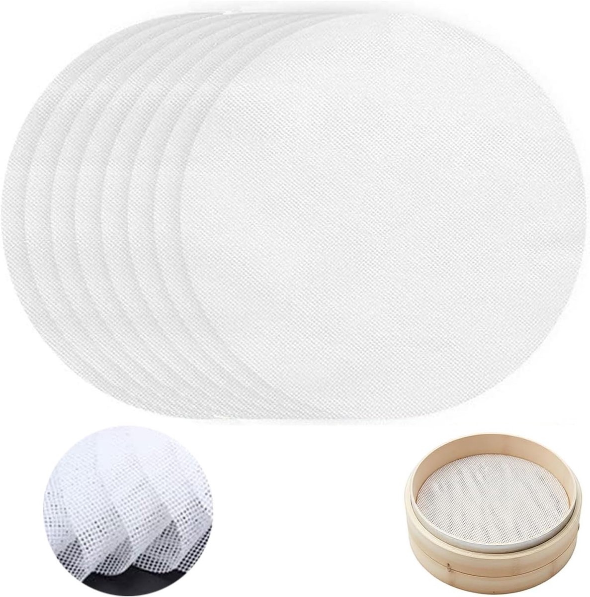 Set van 8 Herbruikbare Siliconen Stoommatten van 28 cm - Antiaanbakmat voor Buns, Dumplings en Gebak