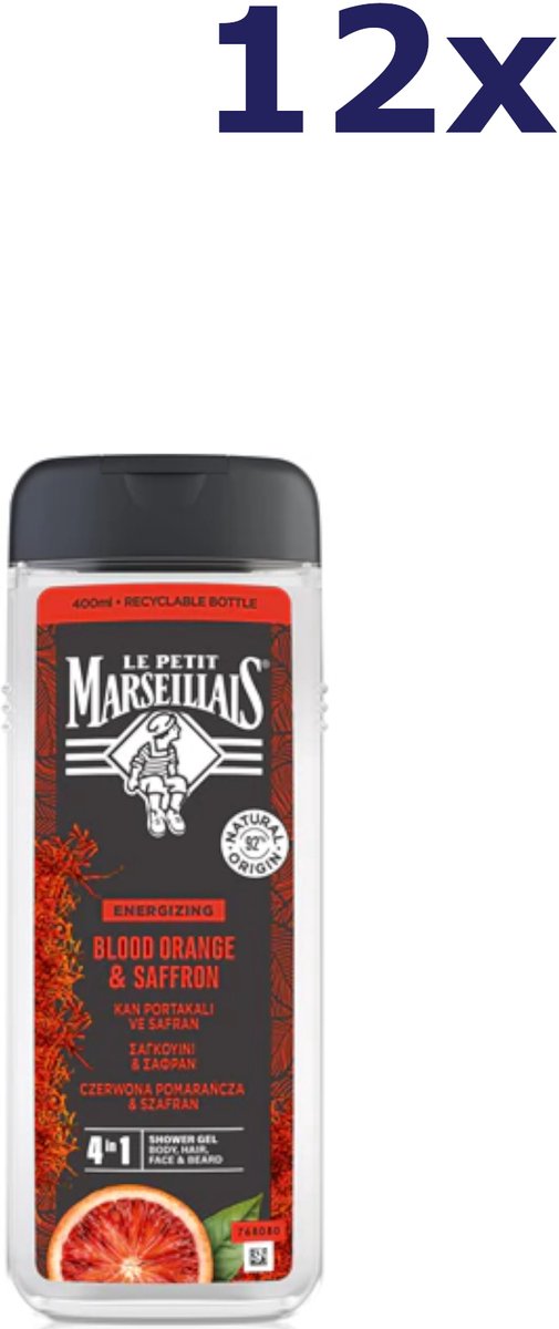 12x Le Petit Marseillais douchegel 380ML Blood Orange & Saffron