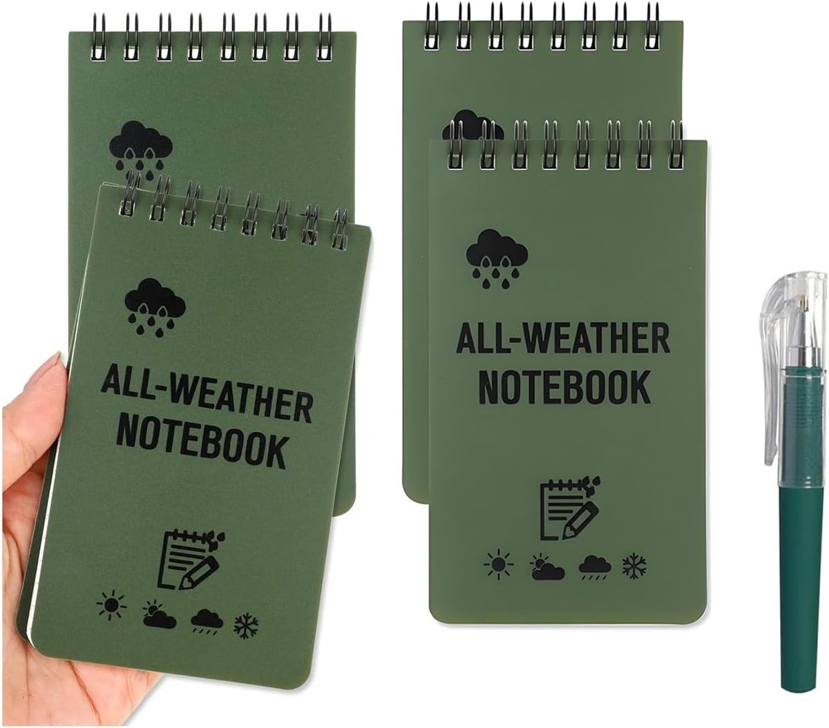 Waterdichte Notebooks A7 met Balpen - All-Weather Notitieboek voor School, Werk en Buitenactiviteiten - Spiralen en Waterdicht Papier