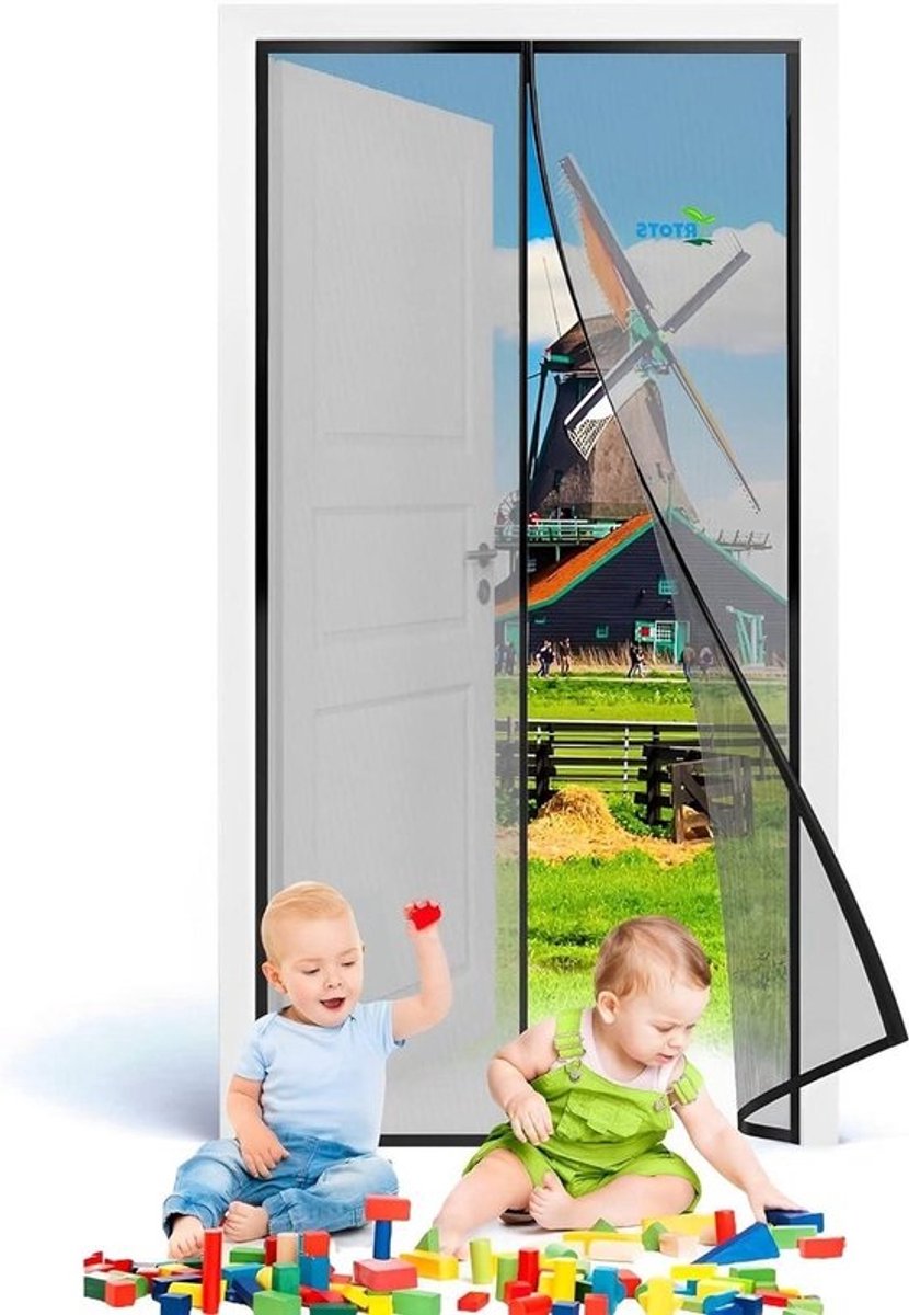 Hordeur - Vliegendeur Klamboe - Insecten Buiten Houden - Volledig Frame Klittenband - 285x185 cm - Zwart