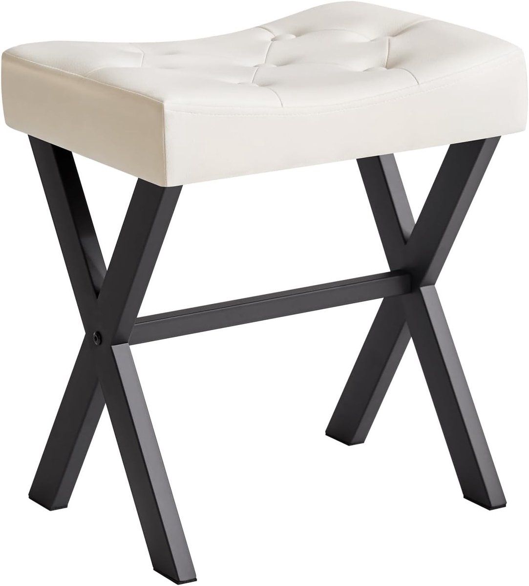 Elegante U-vormige PU Poef voor Make-up, Multifunctionele Ottomaanse Zitplaats als Bijzettafel voor Slaapkamer en Woonkamer, Wit