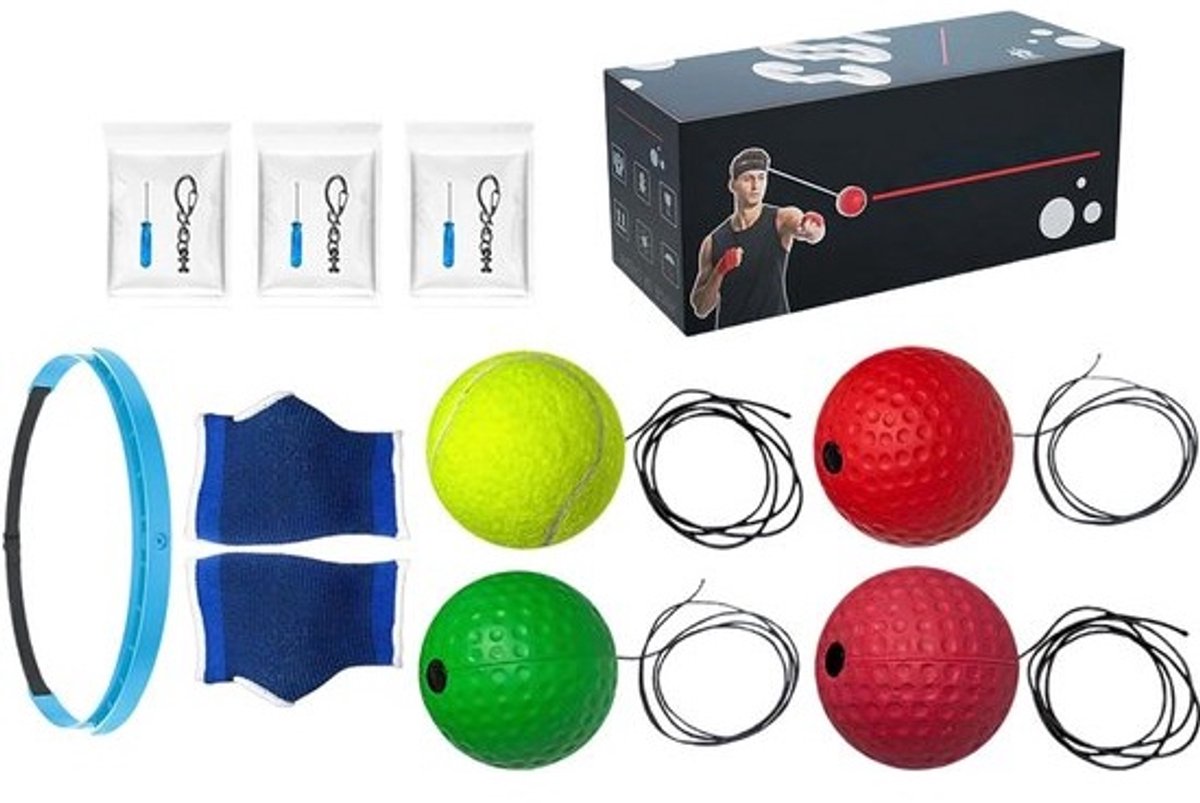Boksen Reactie Bal - Trainingsbal Hoofdband - Hand-oog Coördinatie Trainen - Verstelbaar Ontwerp - 6 cm Bal - Groen