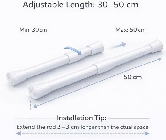 Set van 2 Uittrekbare Spijlen, 30-50 cm Verstelbare Spijlen voor Keuken en Kast, RVS, Geen Boren Nodig, Ideaal voor Opbergruimte — afbeelding 2