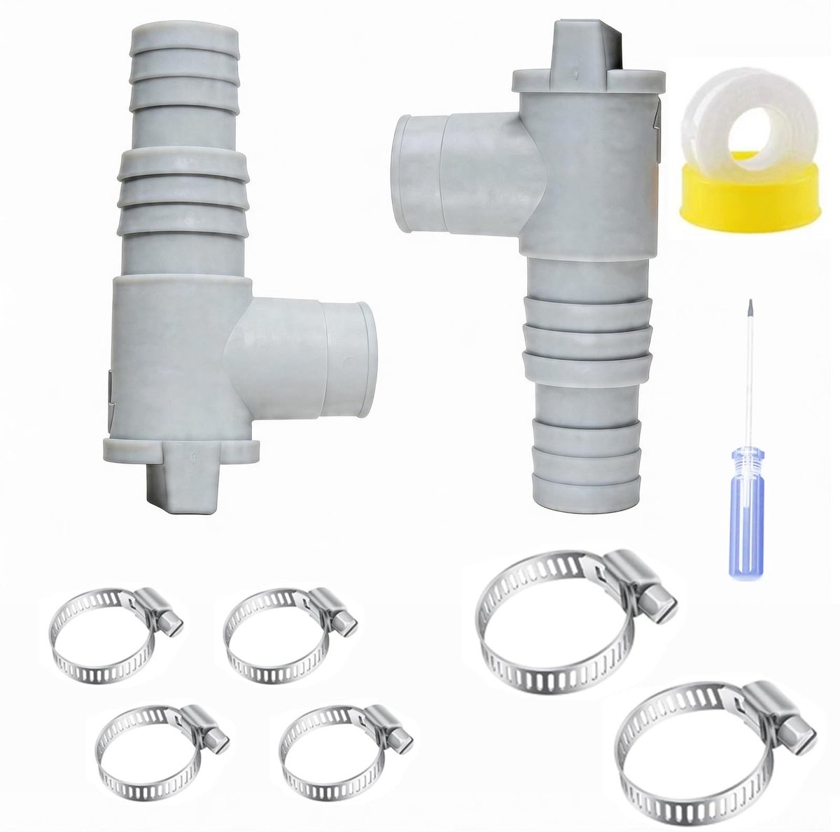 2-delige Pool Afsluitkraan Set - PVC Ventielset met 32/38 mm Slangaansluiting