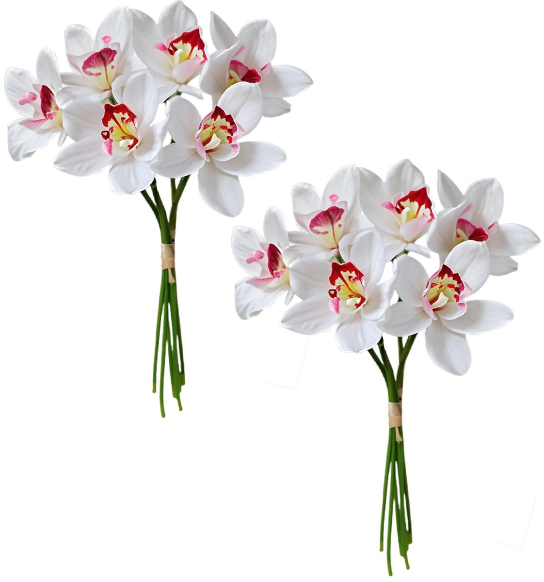 12 Stuks Kunstmatige Cymbidium Orchidee Bloemboeketten - Zijden Bloemenbundels