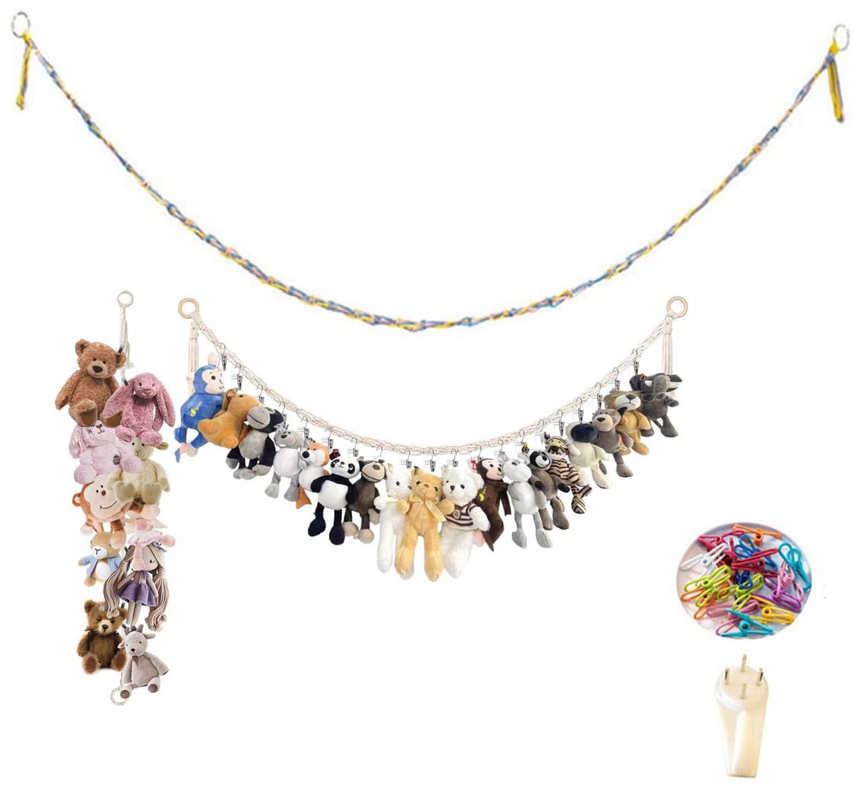 Pluche Dierenhouder met 15 Klemmen - Boho Stijl - 1,5m