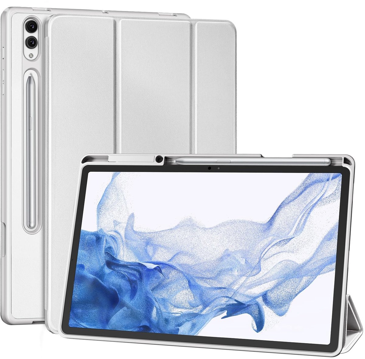 Hoes voor Samsung Galaxy Tab S8 Plus/S7 FE/S7 - Ultra dun met S Pen houder - Grijs