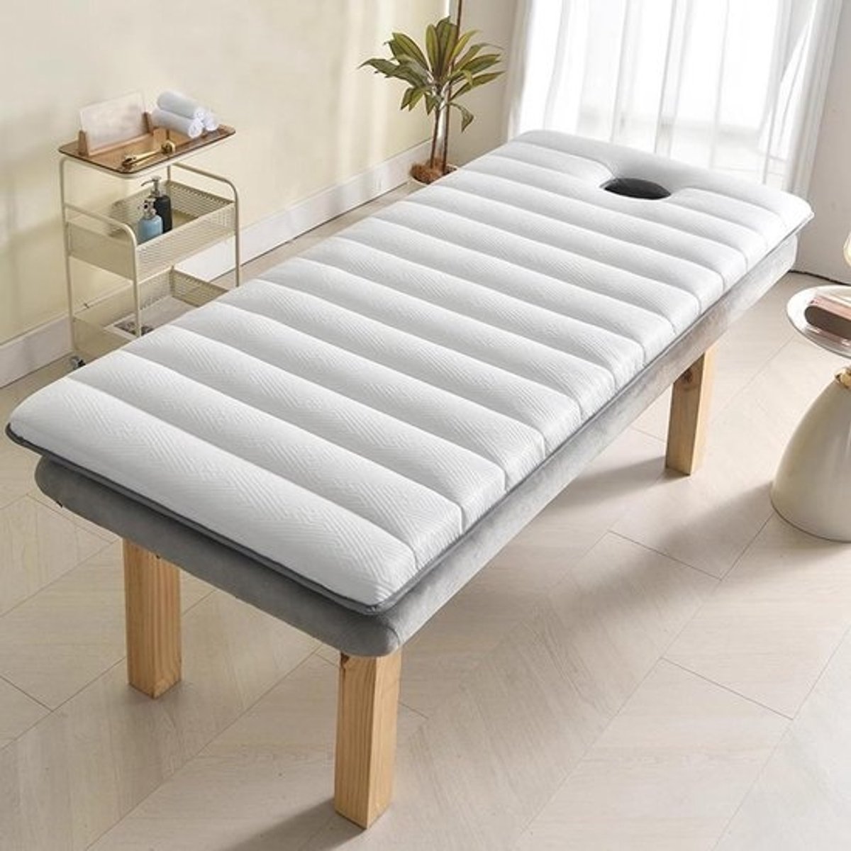 Massage Bed Topper - Matras Overlay - Comfortabel Masseren - Geïntegreerd Ademgat - 70x190x6cm - Wit