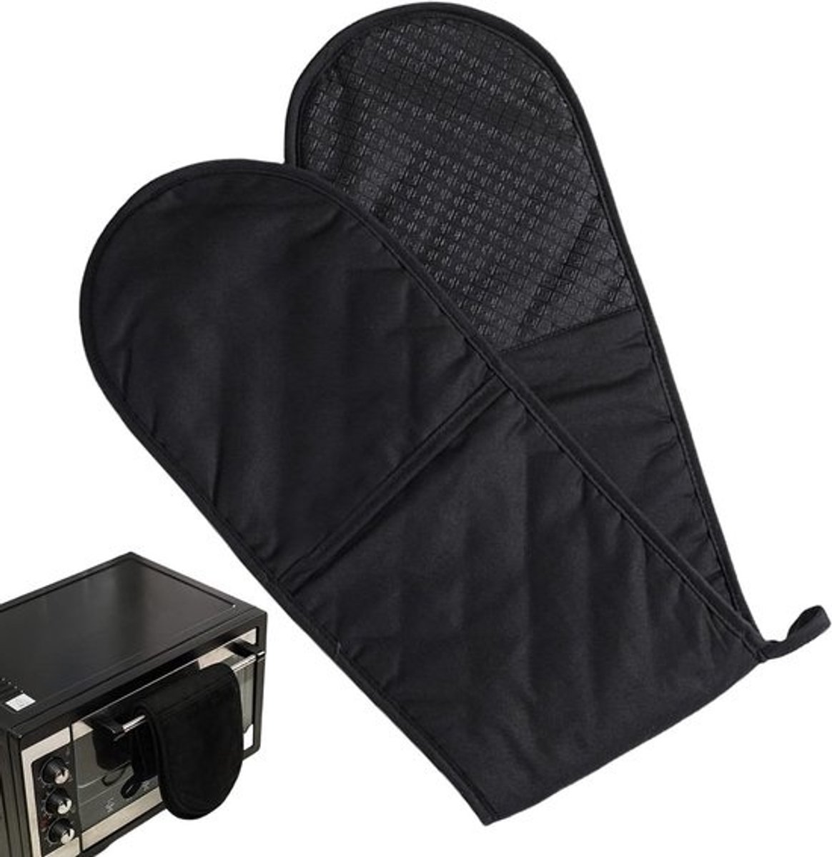 Dubbele Ovenwanten - Keukenhandschoenen Grillwanten - Hitte Bestendig Koken - Extra Lange Bescherming - 18 x 86 cm - Grijs